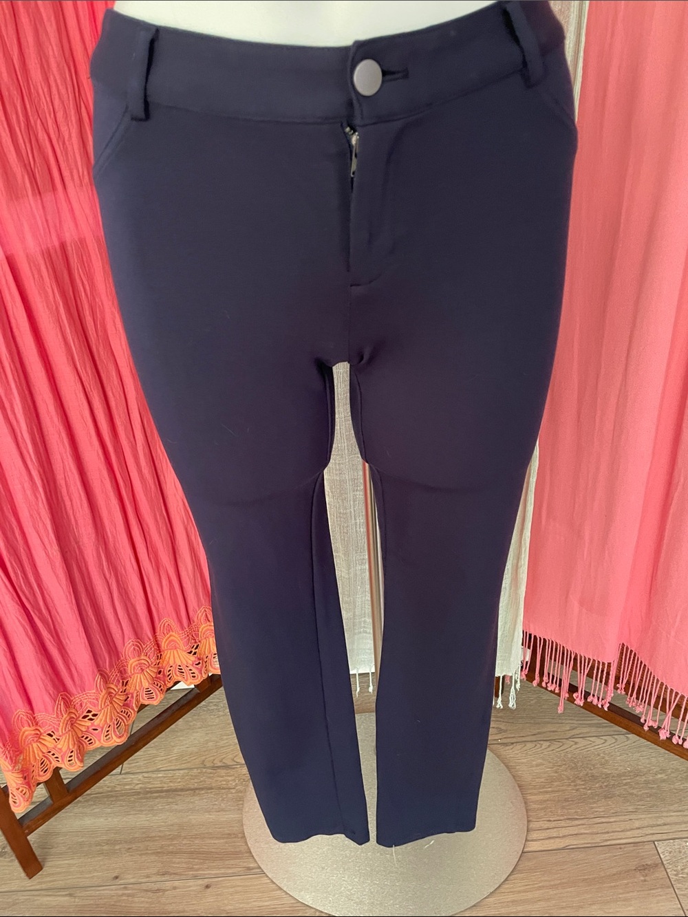 crown & ivy Navy Blue Straight-Leg Dress Pants